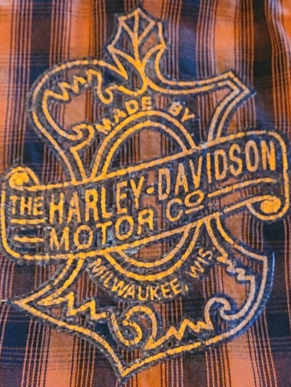 😎Host Pick😎Harley-Davidson Women's Embroidered Logo Orange Plaid Shirt